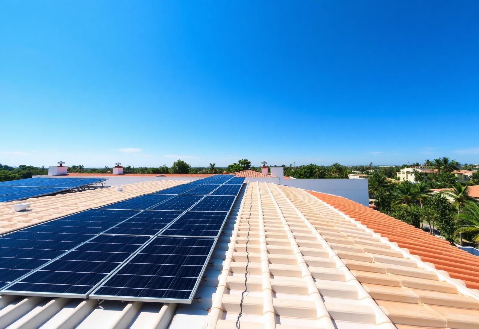 Sistema fotovoltaico instalado sobre techo residencial.